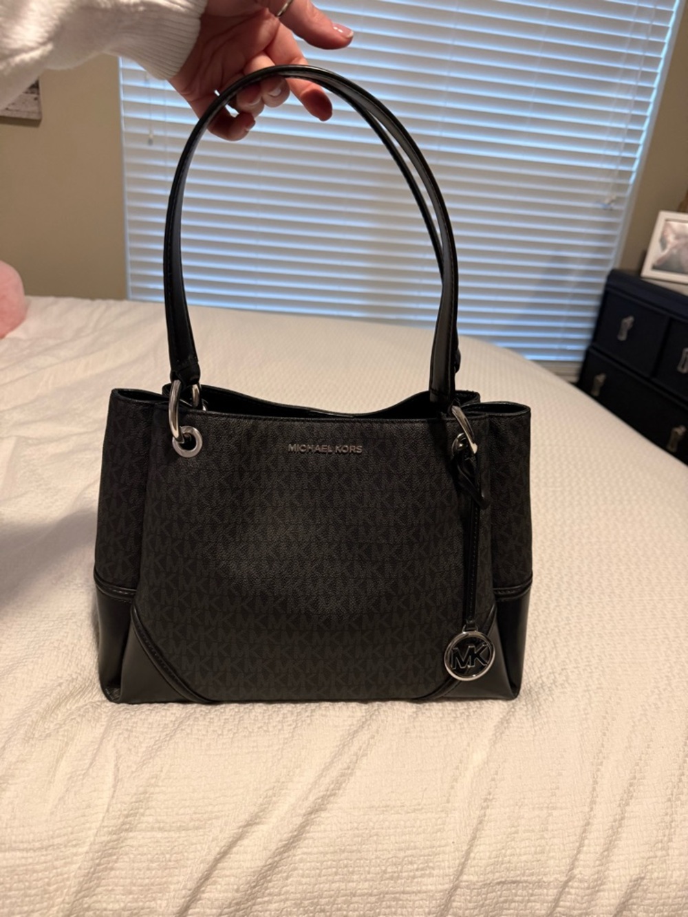 Michael Kors Black MK Logo Shoulder Tote